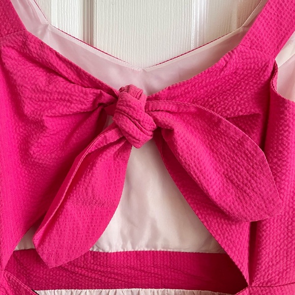 Lauren James Solid Seersucker Garrison Dress in Raspberry - Picture 2 of 4